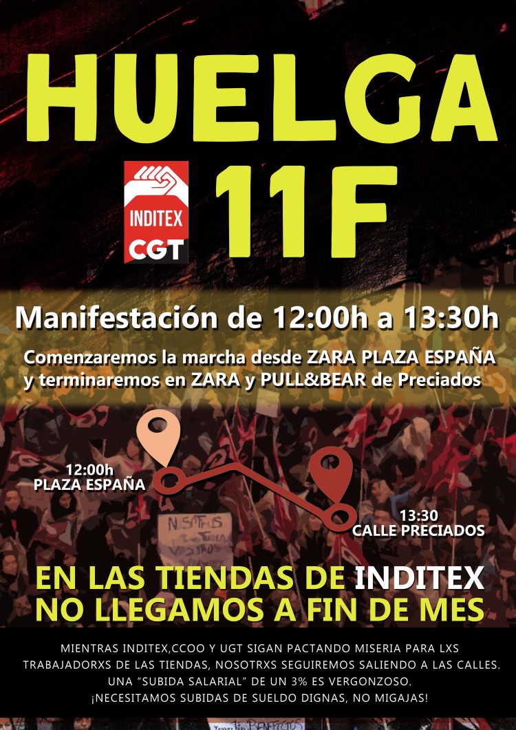 COMERCIO |  JORNADA DE HUELGA Y MANIFESTACIÓN DE LOS Y LAS TRABAJADORAS DE INDITEX