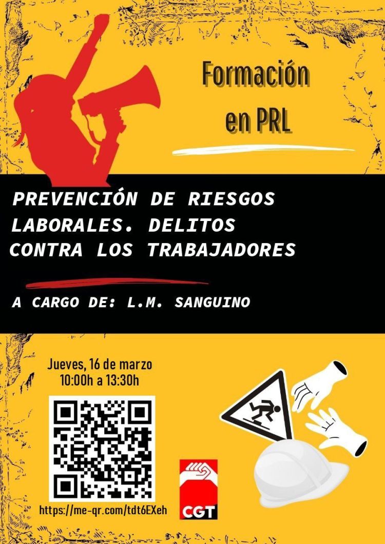 FORMACIÓN CGT | Prevención de Riesgos Laborales. Delitos contra las trabajadoras