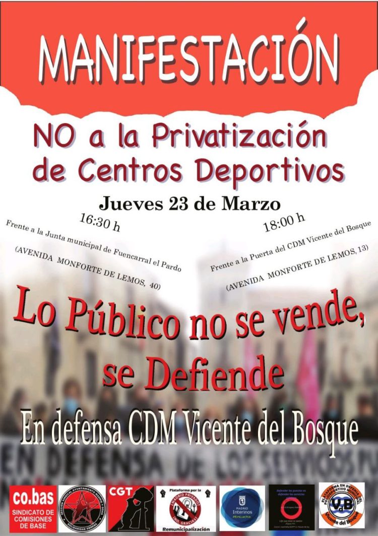 A. SOCIAL | Manifestación NO a la privatización de centros deportivos