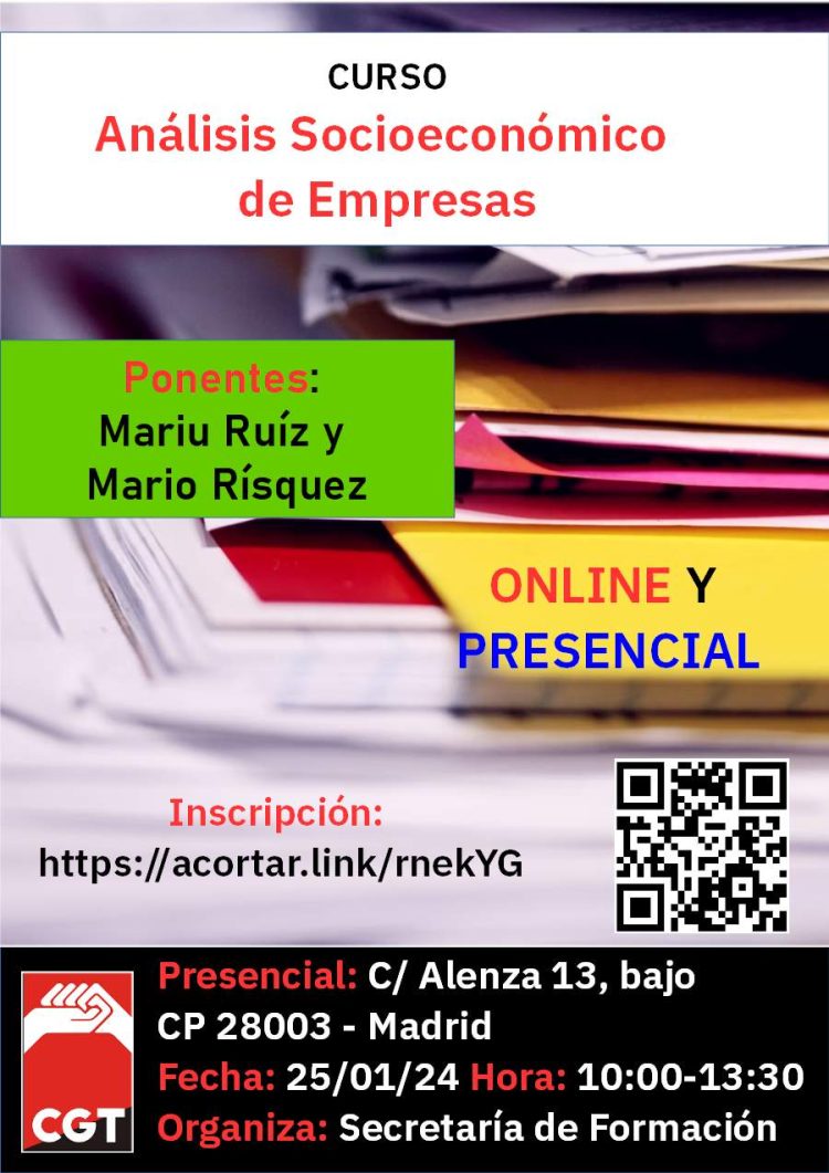 FORMACIÓN CGT | Curso : «ANÁLISIS SOCIOECONÓMICO DE EMPRESAS