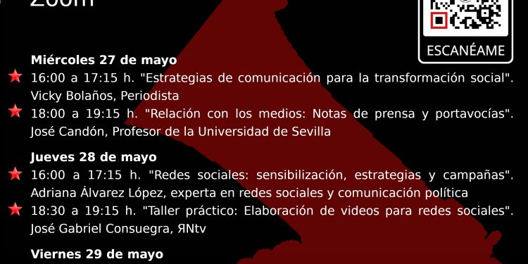 Jornadas formativas sobre sindicalismo social y estrategias de comunicación 27, 28 y 29 mayo 2020